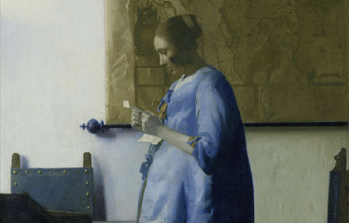 Woman in Blue Reading a Letter, by Johannes Vermeer