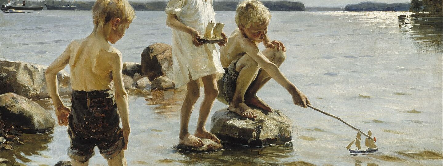 Boys Playing on the Shore / Children Playing on the Shore, by Albert Edelfelt