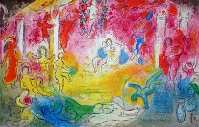 Temple and history of Bacchus, by Marc Chagall