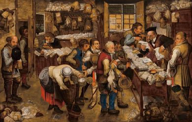 The tax-collector's office, by Pieter Brueghel the Younger