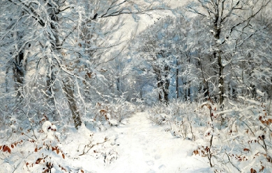 A winter's day in the forest with newly-fallen snow,, by Hans Andersen Brendekilde