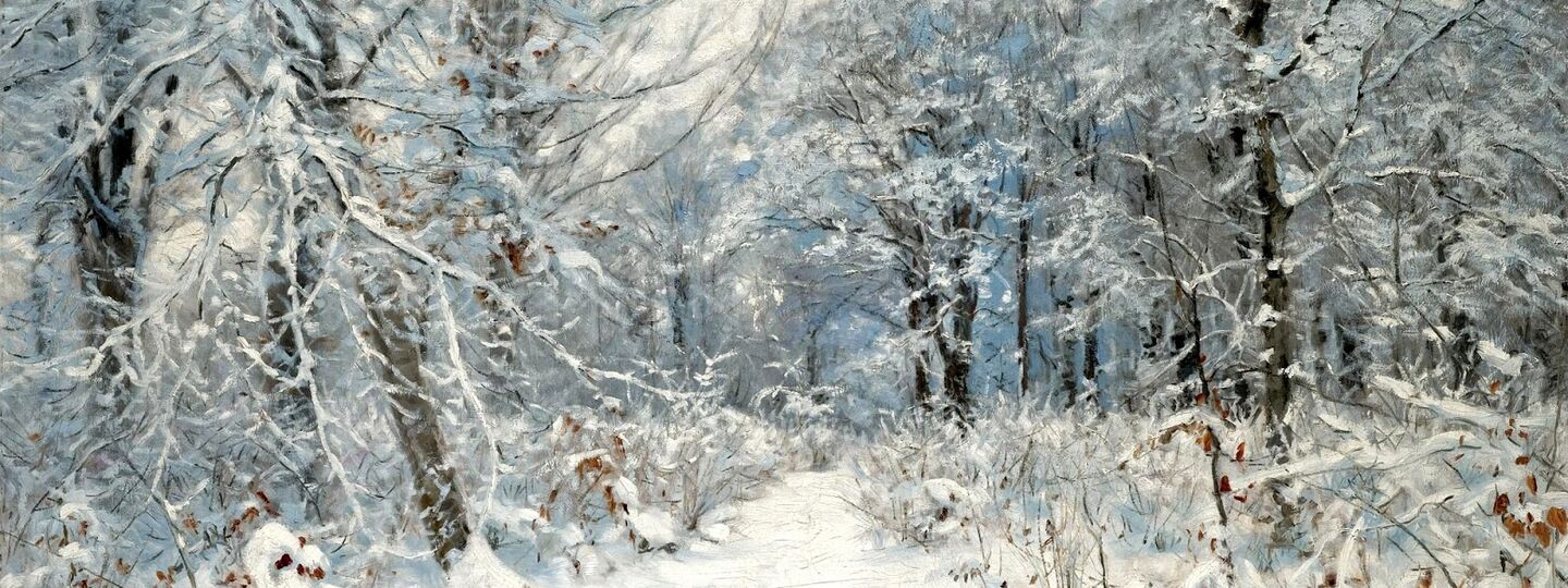 A winter's day in the forest with newly-fallen snow,, by Hans Andersen Brendekilde