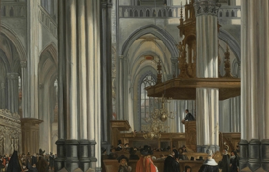 The Interior of the Nieuwe Kerk, Amsterdam, with a Sermon in Progress, by Emanuel de Witte