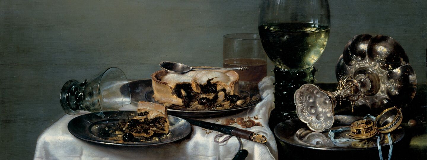 Breakfast Table with Blackberry Pie, by Willem Claesz. Heda