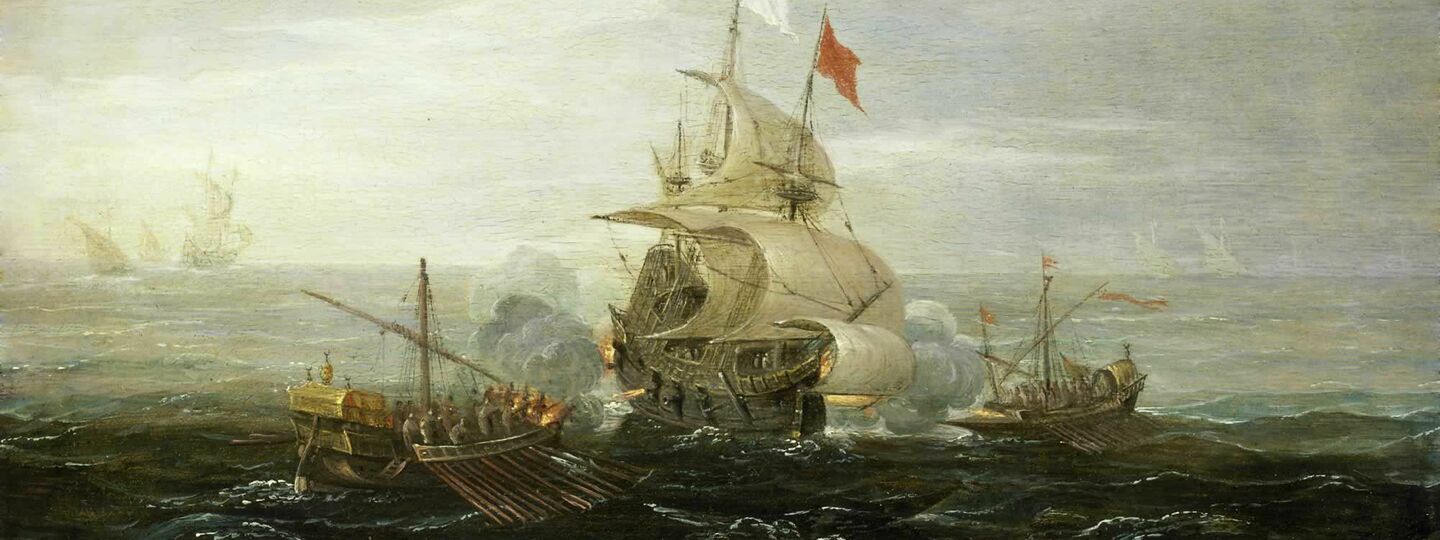 A French Ship and Barbary Pirates, by Aert Anthoniszoon