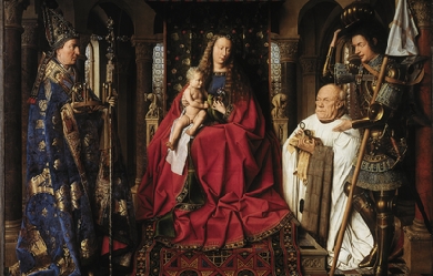 Virgin and Child with Canon van der Paele, by Jan van Eyck 