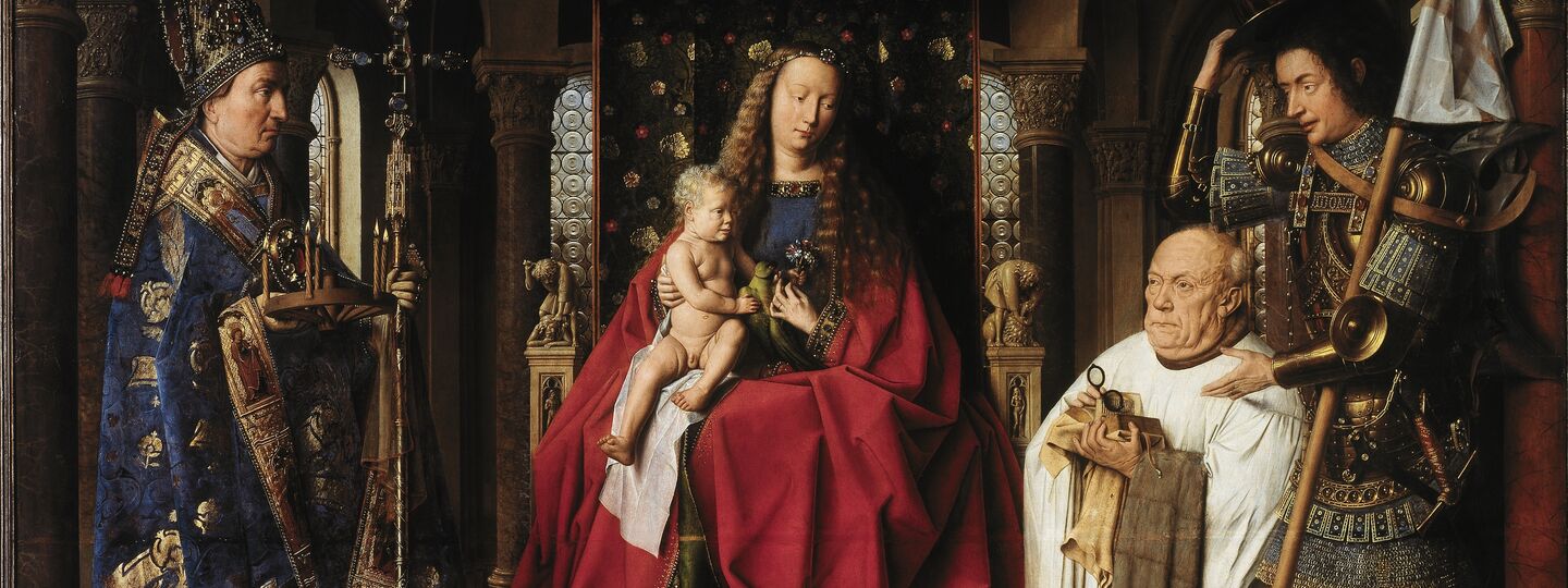 Virgin and Child with Canon van der Paele, by Jan van Eyck 