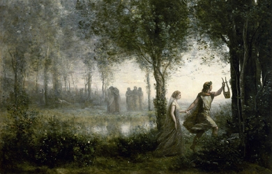 Orpheus Leading Eurydice from the Underworld, by Jean-Baptiste-Camille Corot