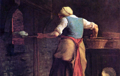 A woman baking bread, by Jean-François Millet