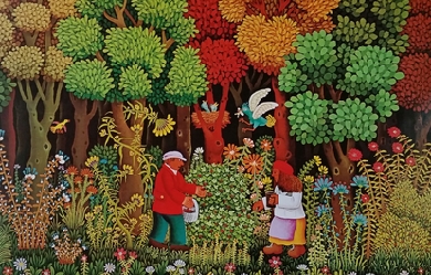 Kids picking cranberrys, by Josip Generalić