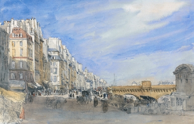 Pont Neuf from the Quai de l'Ecole, Paris, by David Cox