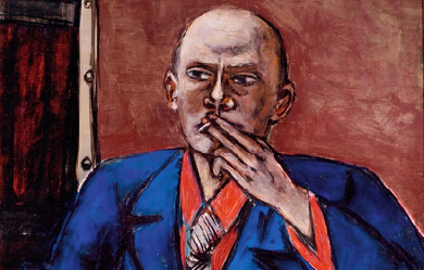 Self-Portrait in Blue Jacket, by Max Beckmann