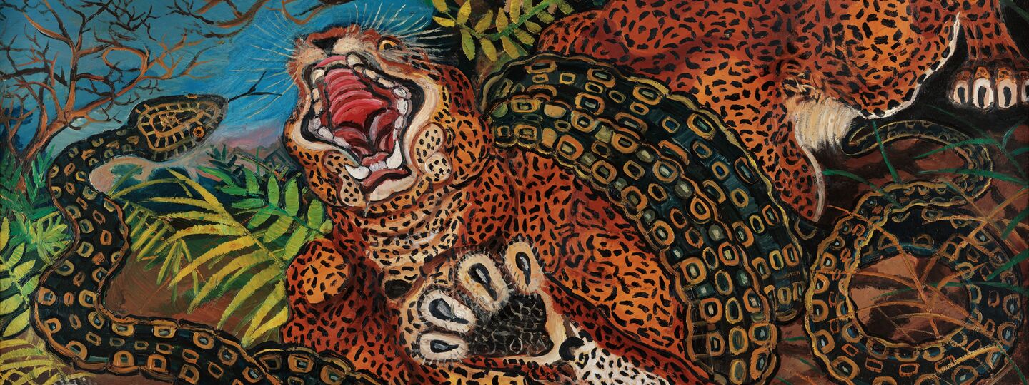 Leopard attacked by a snake, by Antonio Ligabue