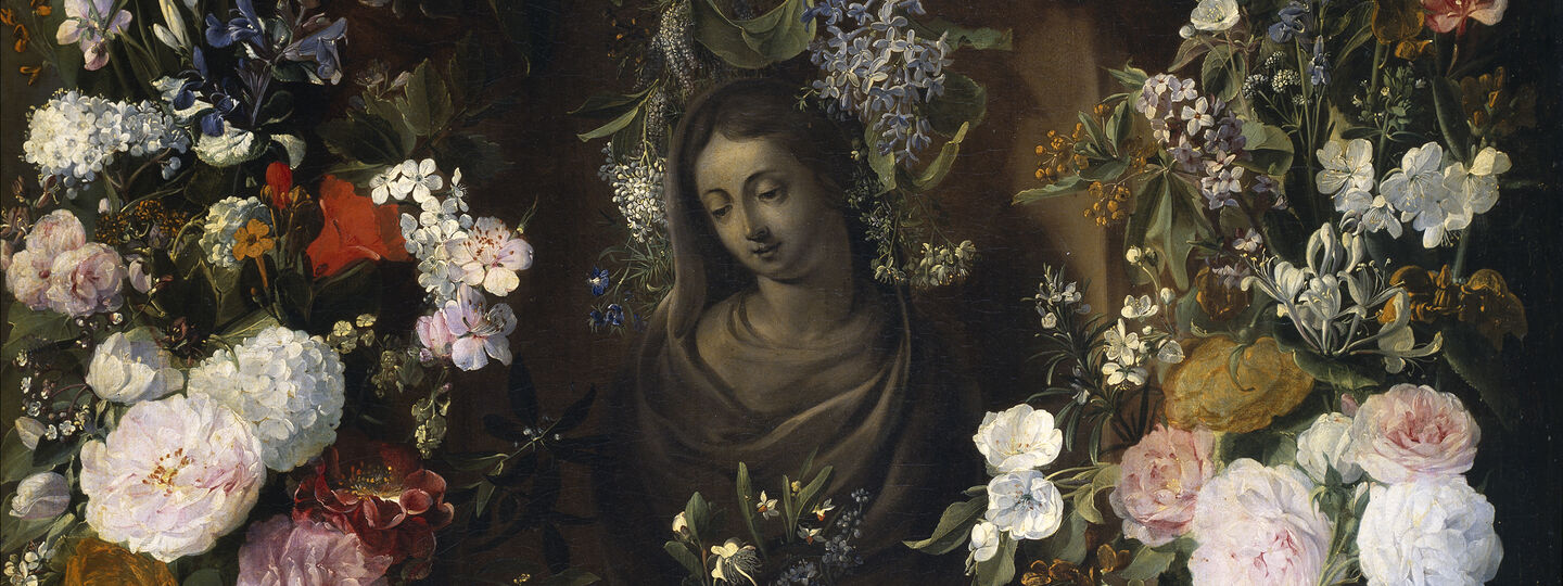 Garland surrounding the Virgin Mary, by Nicolaes van Verendael