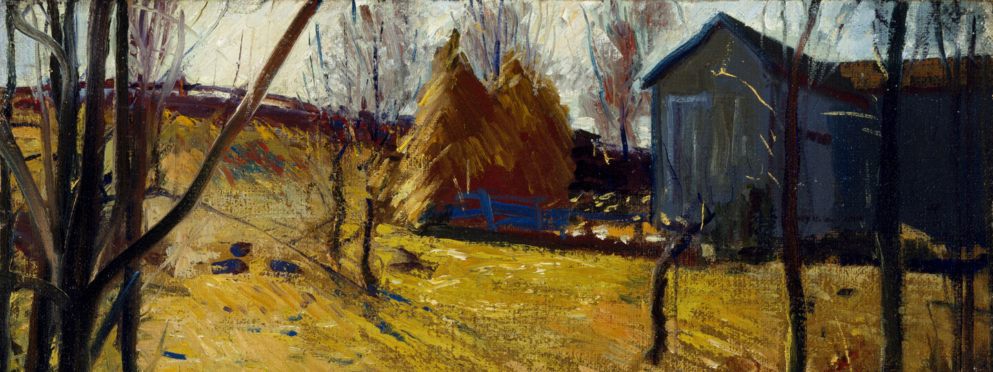 Haystacks and Barn, by George Wesley Bellows 