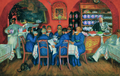 Moscow Tavern, by Boris Kustodiev