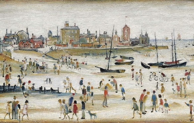 Beach Scene, by L. S. Lowry