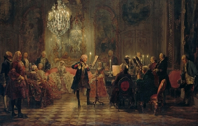 Concert for flute with Frederick the Great in Sanssouci, by Adolph Menzel