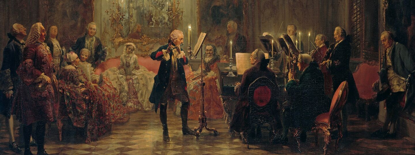 Concert for flute with Frederick the Great in Sanssouci, by Adolph Menzel