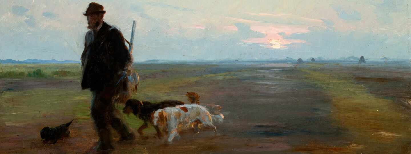 Michael Ancher returns home after hunting, by Peder Severin Krøyer