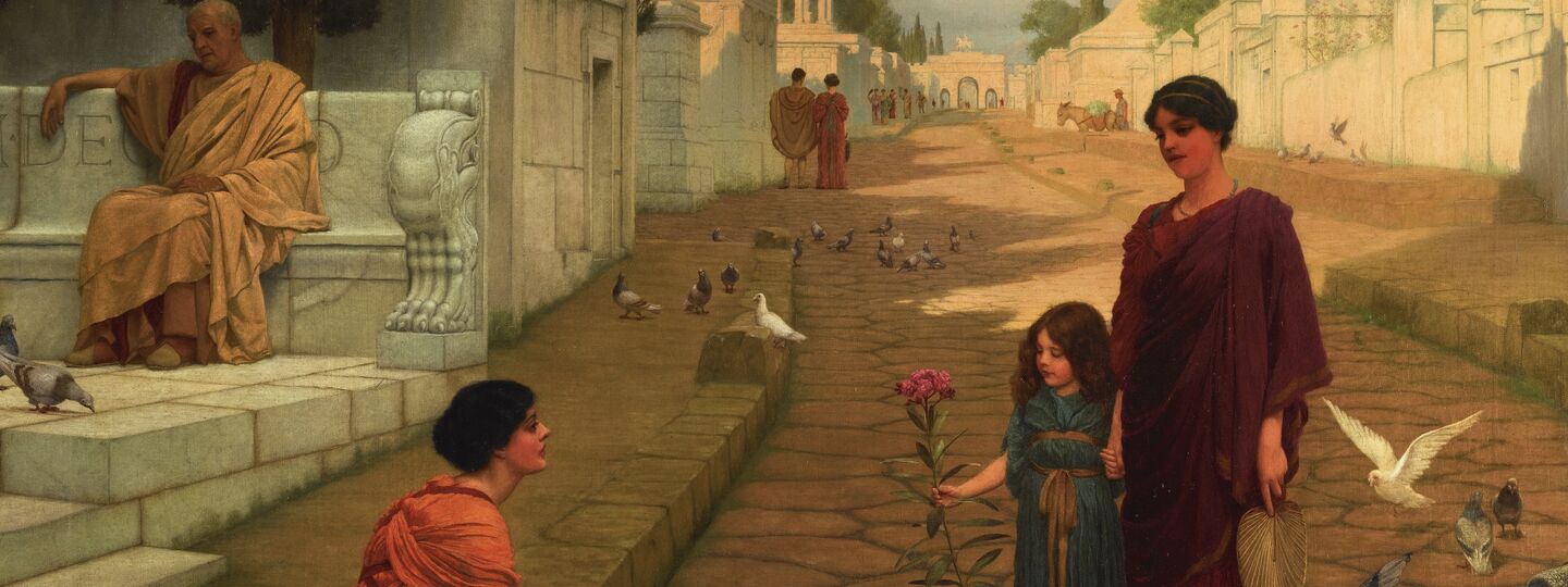 Outside the gate of Pompeii, by John William Godward