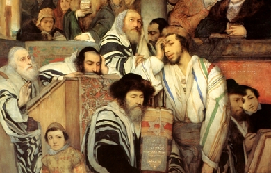 Jews Praying in the Synagogue on Yom Kippur, by Maurycy Gottlieb