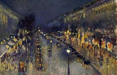 Boulevard Montmartre, night effect, by Camille Pissarro