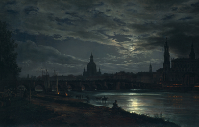 View of Dresden by Moonlight, by Johan Christian Dahl