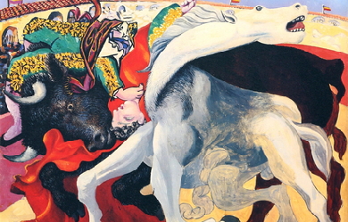 Bullfight, the death of the torero, by Pablo Picasso