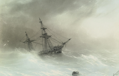 Ship in a stormy sea, by Ivan Aivazovsky