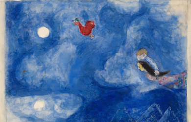 Aleko and Zemphira by Moonlight, by Marc Chagall