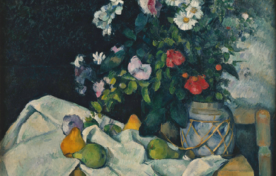 Still Life with Flowers and Fruit, by Paul Cézanne