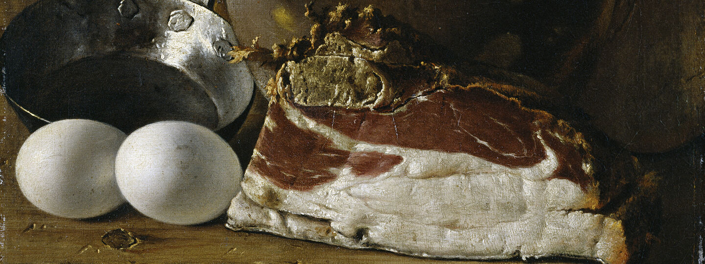 Still Life with Ham, Eggs and Vessels, by Luis Egidio Meléndez