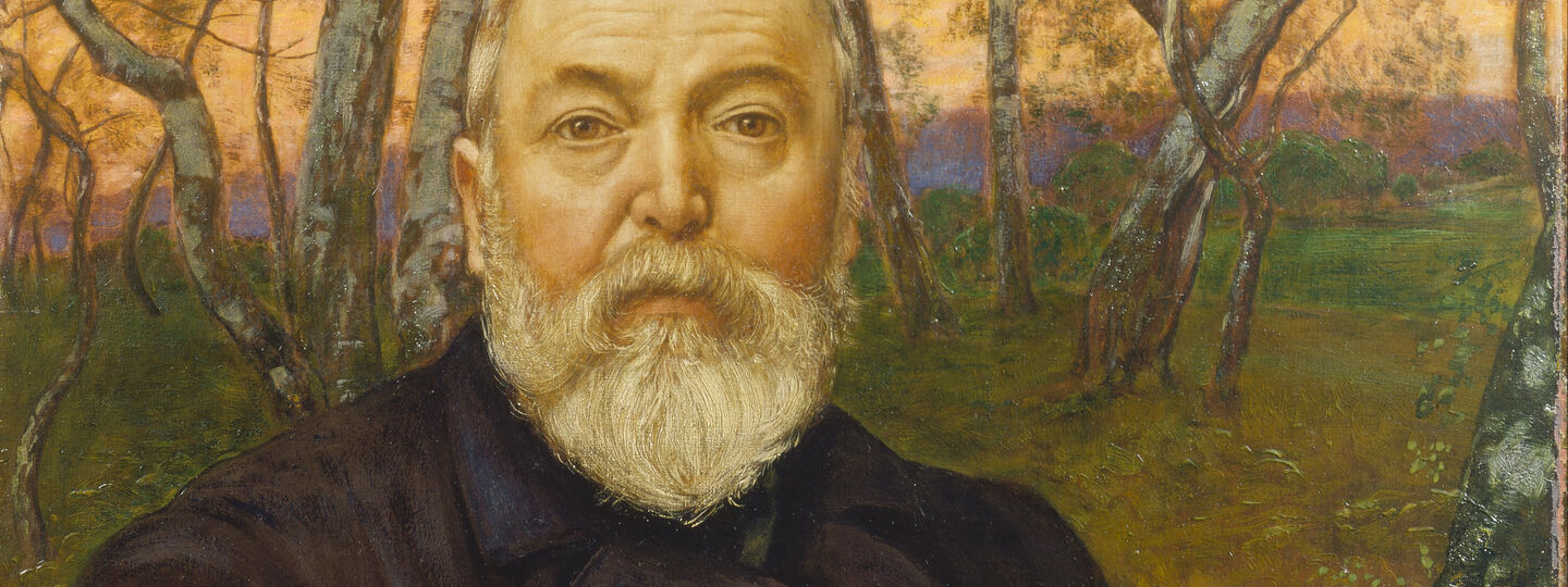 Self-portrait in front of a birch forest, by Hans Thoma