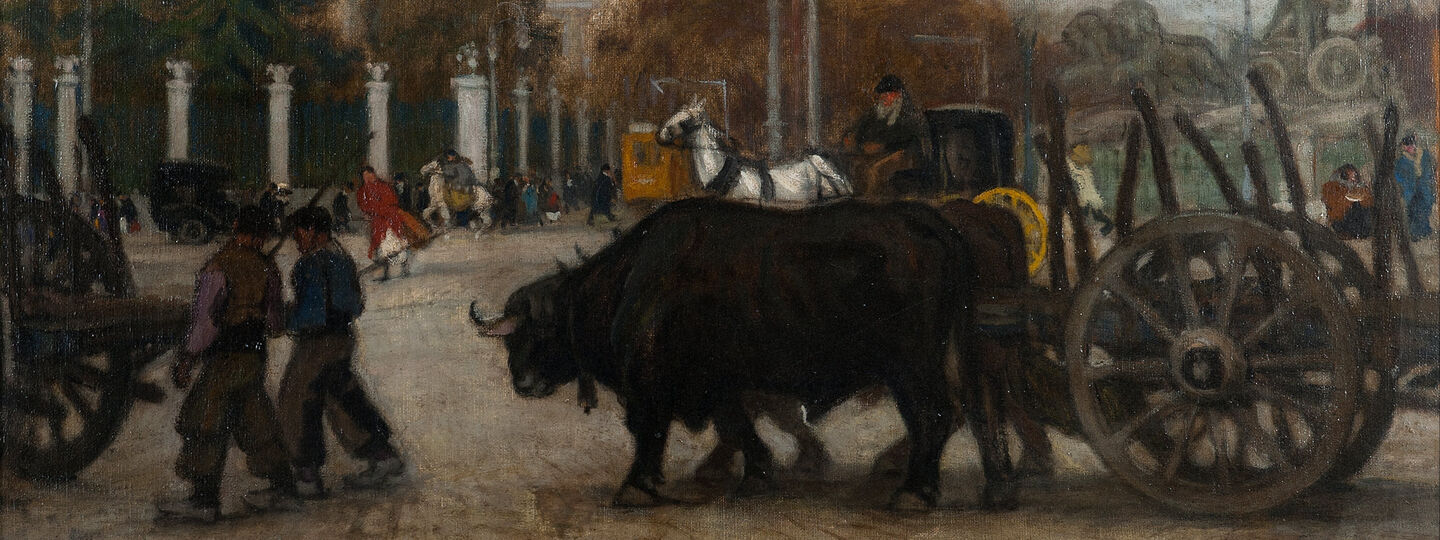 Herdsmen in the Plaza de la Cibeles, by Nicanor Piñole