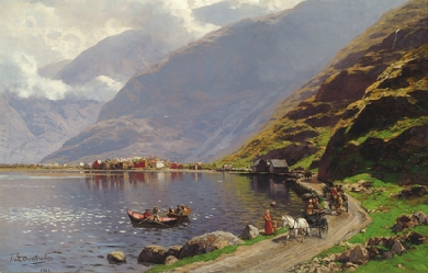 Scenic view of the Sognefjord, by Themistokles von Eckenbrecher