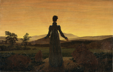 Woman in front of Setting Sun, by Caspar David Friedrich