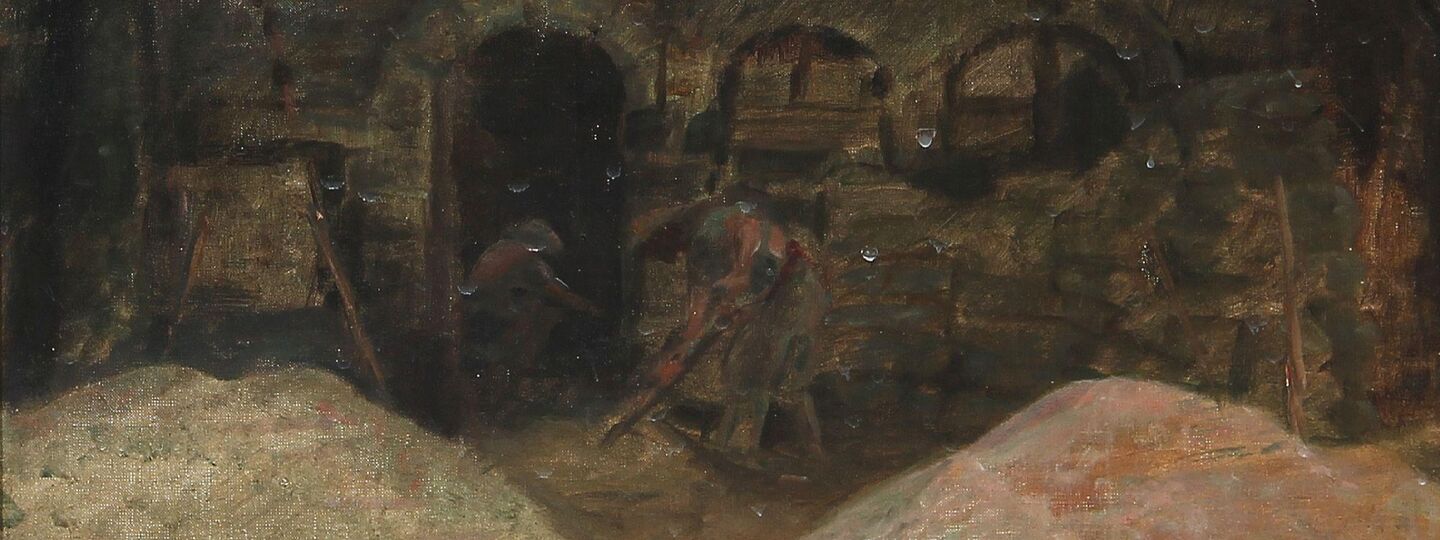 Working men in front of a house in Paris, by Julius Paulsen