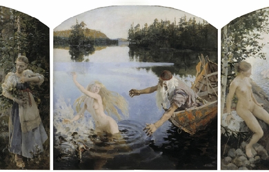 Aino Myth, Triptych, by Akseli Gallen-Kallela