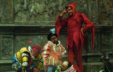 Jesters playing cochonnet, by Eduardo Zamacois y Zabala