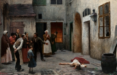 Murder in the House, by Jakub Schikaneder