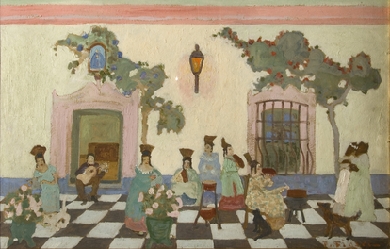 In the Patio (Treats and Bordonas), by Pedro Figari