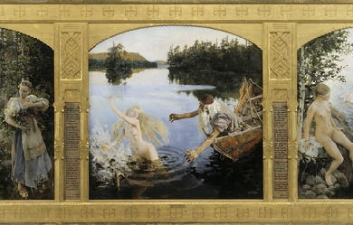 Aino Myth, Triptych, by Akseli Gallen-Kallela