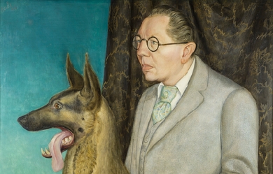 Hugo Erfurth with dog, by Otto Dix