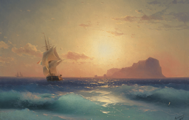 Sunset over Ischia, by Ivan Aivazovski