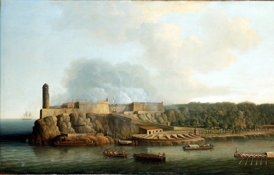 The Capture of Havana, 1762: The Morro Castle and the Boom Defence Before the Attack, by Dominic Serres