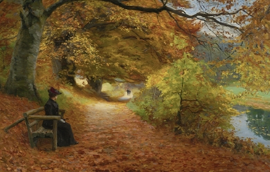 Wooded Path in Autumn, by H. A. Brendekilde