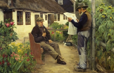 While reading the newspaper news, by Hans Andersen Brendekilde