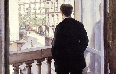 Young man at his window, by Gustave Caillebotte