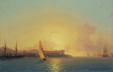 Grafskaya wharf, Sebastopol, by Ivan Aivazovsky